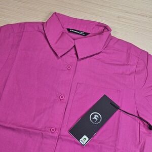 Backcountry‎ Trailmix Cotton Short Sleeve Button-Up Women XS Rose Violet NEW
